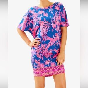Lily White Pink and Blue Tropical Dress